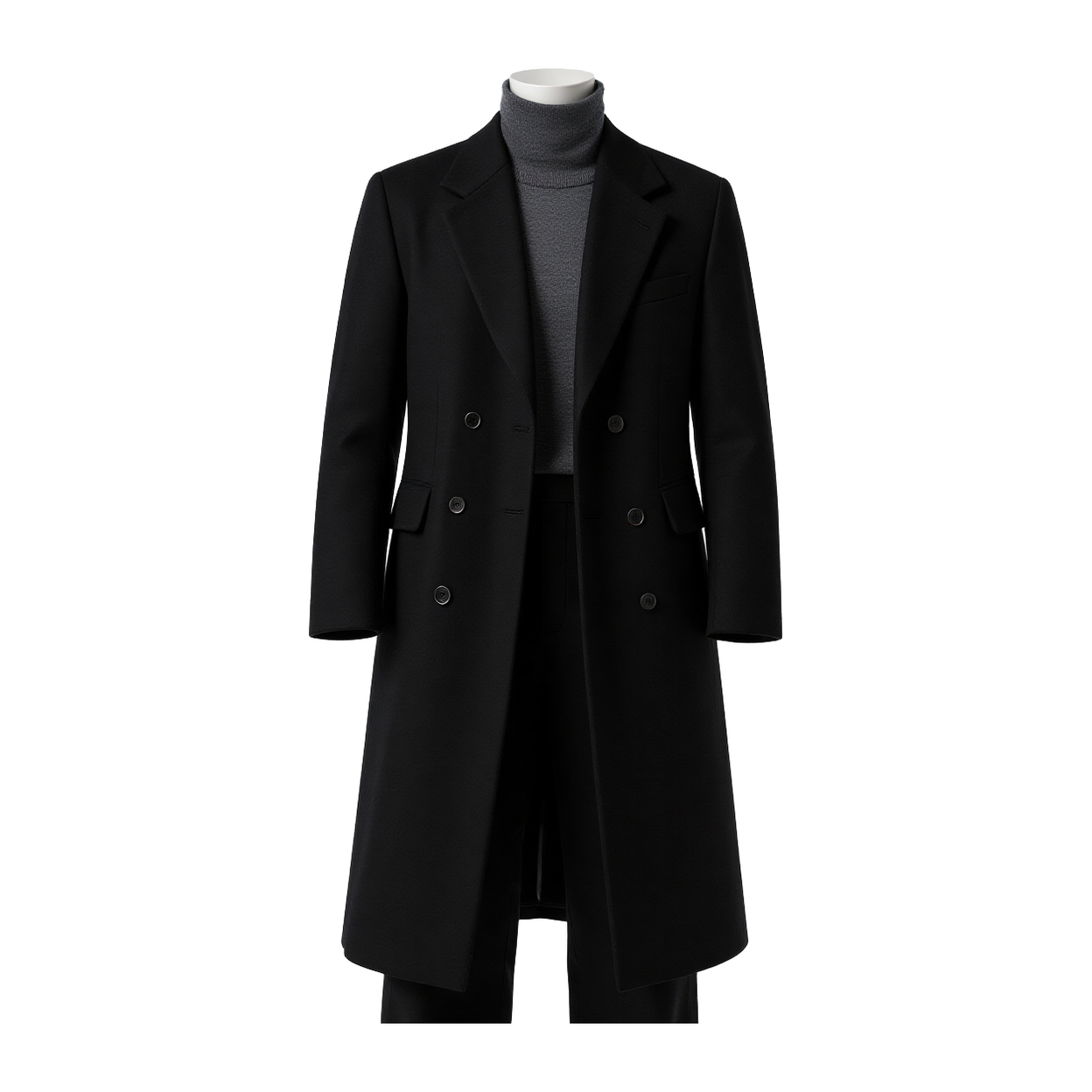 w2x羊毛呢子大衣韩版秋冬款男士西装外套风衣过膝双面呢加厚保暖