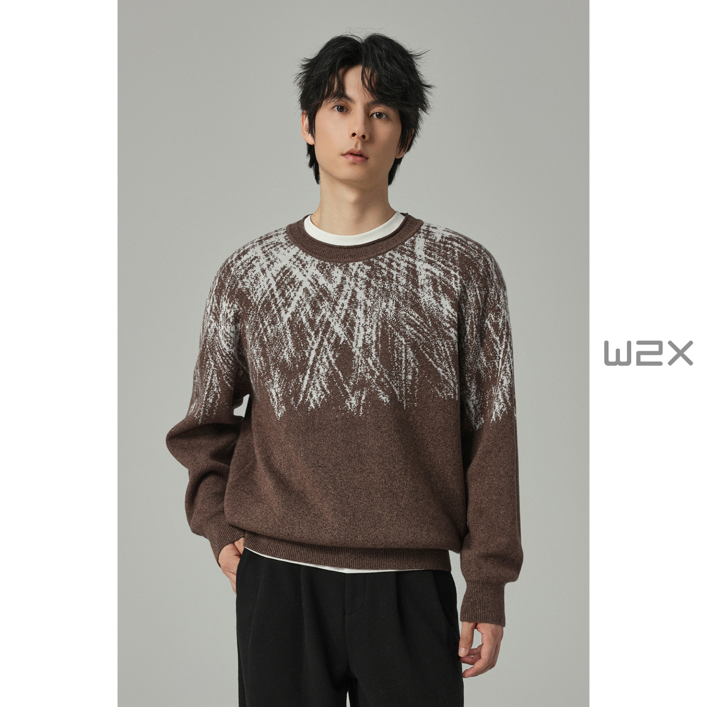 圆领超好看毛衣男美式棒球针织衫