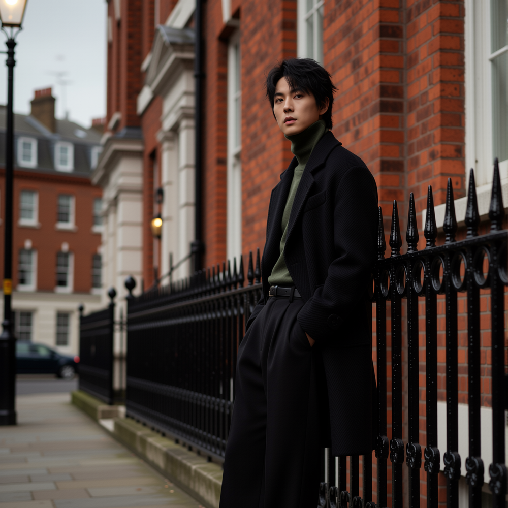 w2x加厚款羊毛呢大衣秋冬季西装翻领中长款风衣双面呢冬装外套男