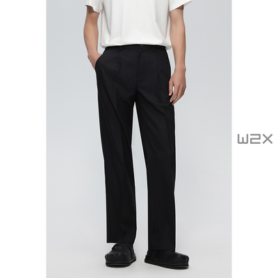 夏季薄款直筒宽松休闲西装裤