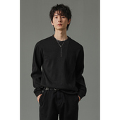 w2x秋冬季 内搭 高质量高街打底衫 圆领长袖 T恤阳光干净男生穿搭美式