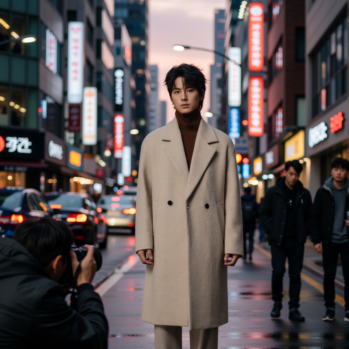 w2x秋冬季羊毛双面呢大衣冬装加厚新款男士风衣中长款外套羊驼毛