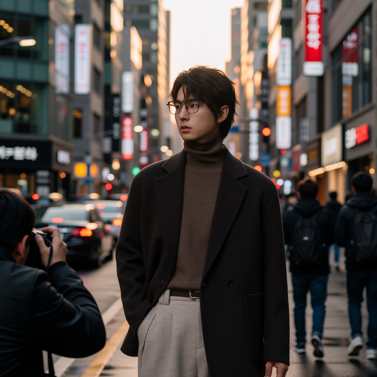 w2x羊毛呢大衣秋冬季加厚西装男士上衣休闲男装西服双面呢外套男