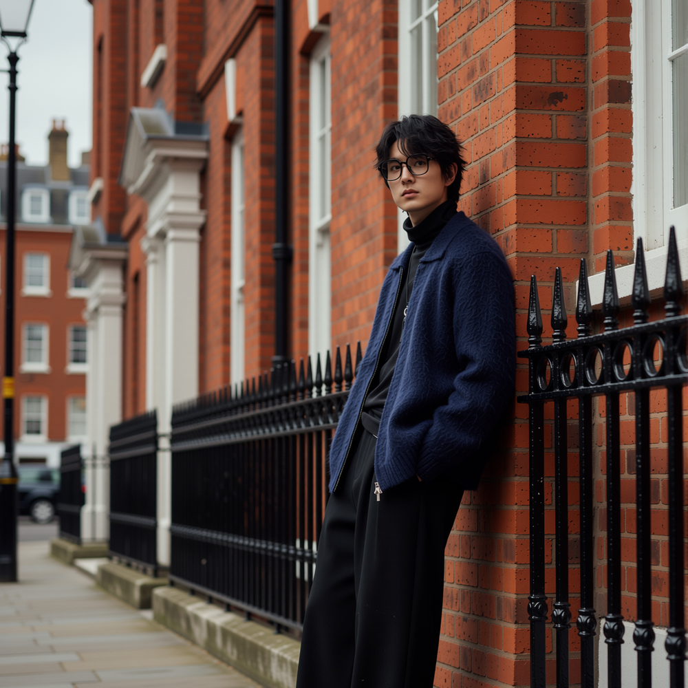 w2x毛衣开衫简约百搭毛呢针织衫男士翻领男装上衣加厚外套男休闲