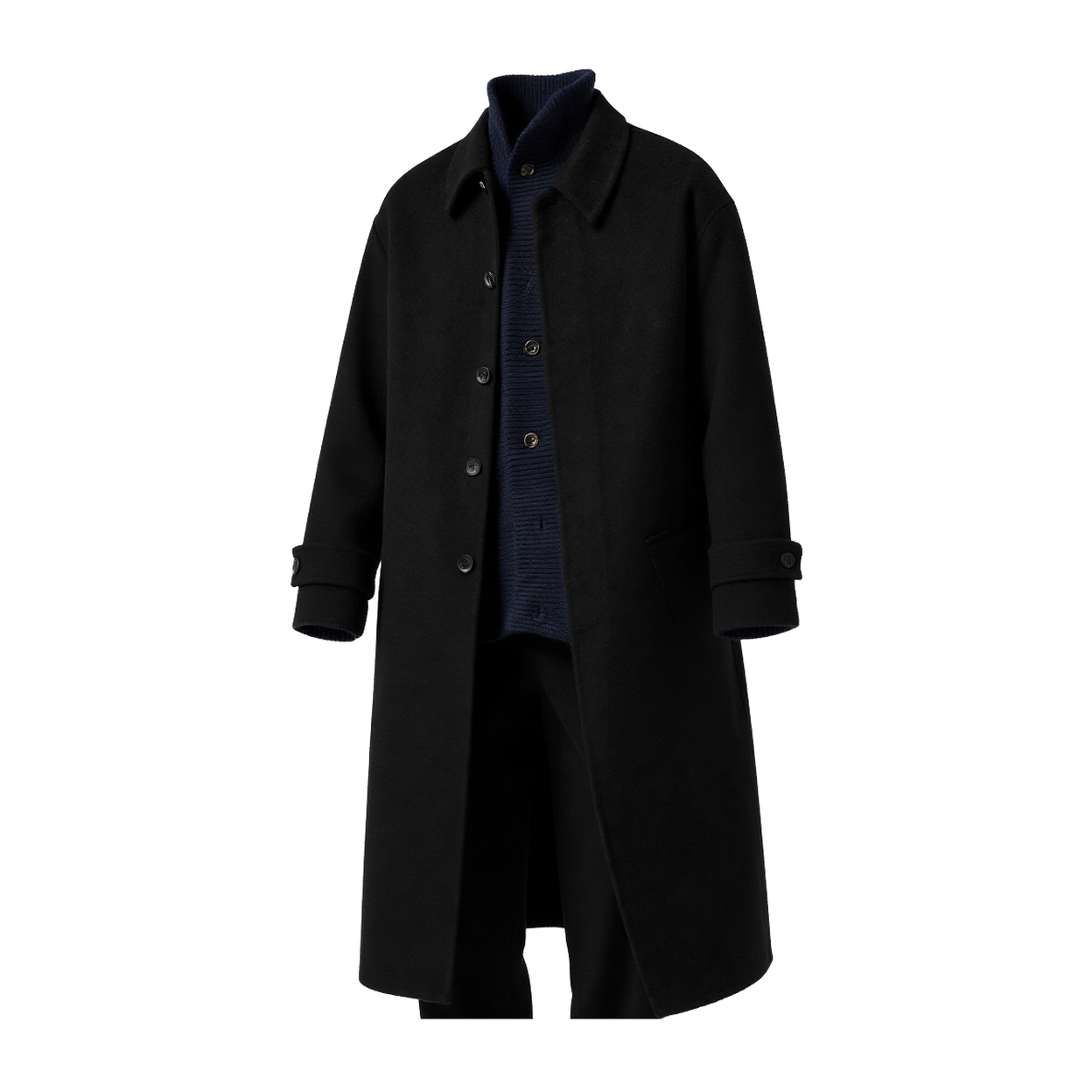 w2x秋冬季日系宽松羊毛呢大衣双面呢加厚外套男新款风衣过膝男装