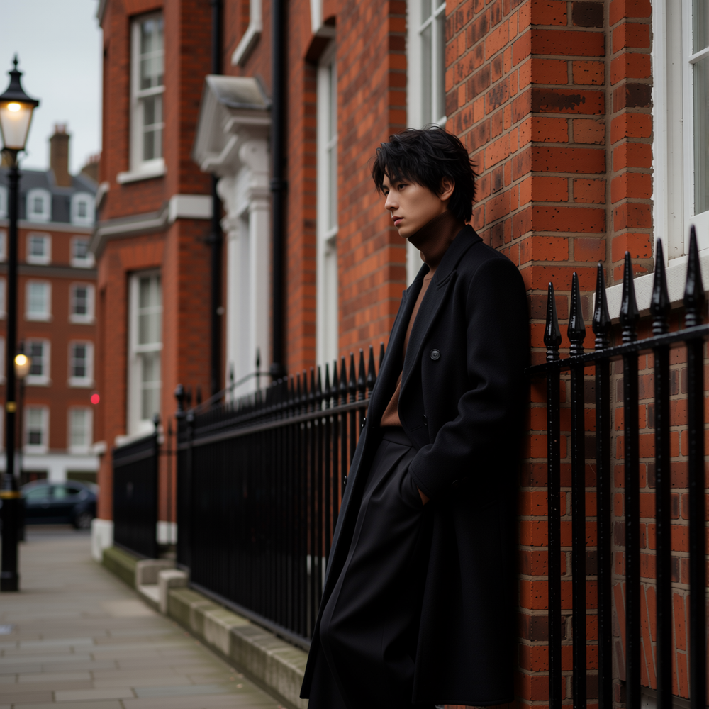 w2x轻奢高端100%羊毛呢大衣冬季新款中长款风衣加厚双面呢外套男