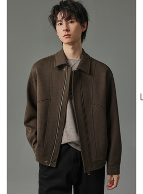 w2x2025新款秋冬季毛呢设计感夹克外套男青年高级感痞帅休闲上衣