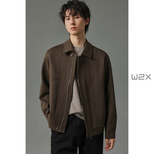 秋冬季翻领设计感夹克外套男