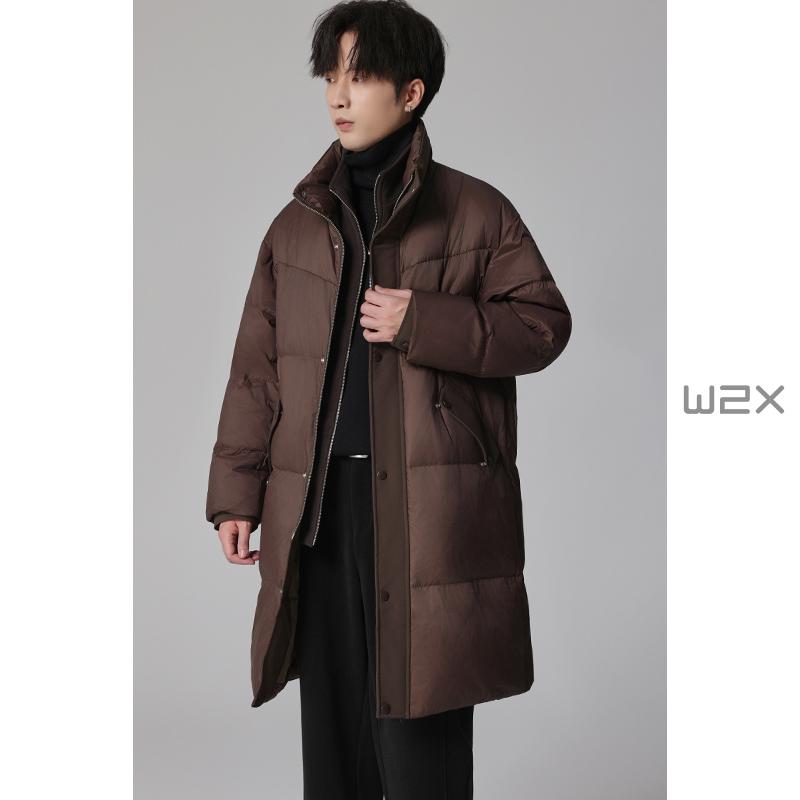 冬季加厚立领羽绒服男中长款