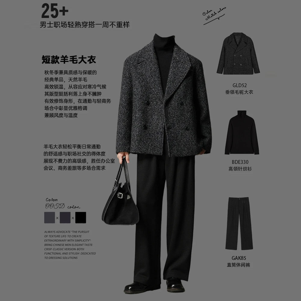 w2x轻熟风羊毛呢大衣加厚男士短款冬季新款单面呢子西装外套休闲,男装,毛呢大衣,淘宝优惠券,粉丝福利购,淘宝优惠卷