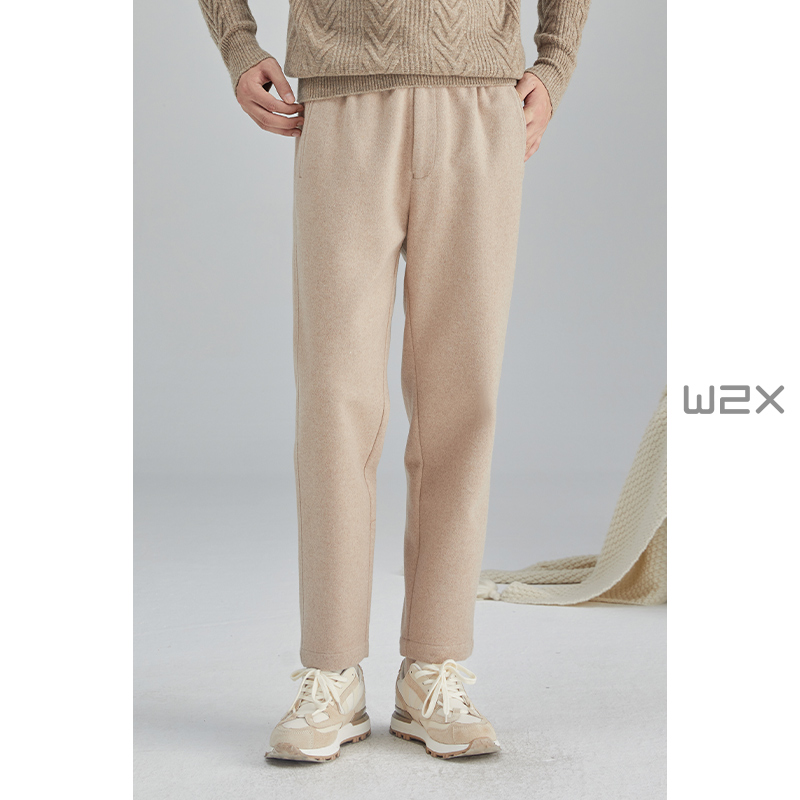 新款羊毛抽绳松紧腰休闲裤男