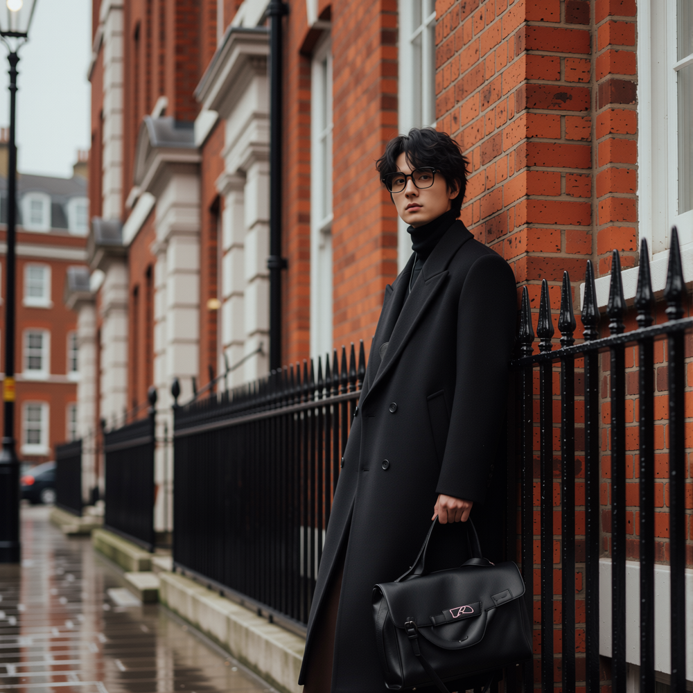 w2x毛呢大衣男英伦风秋冬季男士外套加厚中长款风衣男款呢子冬装