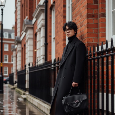 w2x毛呢大衣男英伦风秋冬季男士外套加厚中长款风衣男款呢子冬装