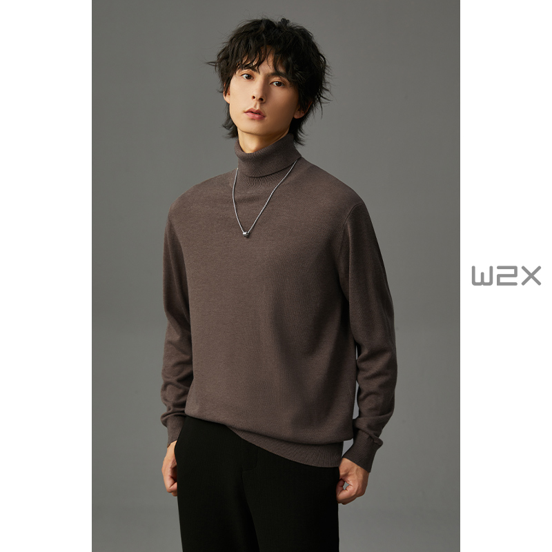 冬季廓形高领羊毛衫男