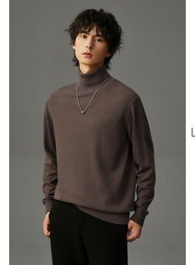 w2x冬季廓形高领羊毛衫男纯色基础百搭毛衣2025新款内搭打底衫潮