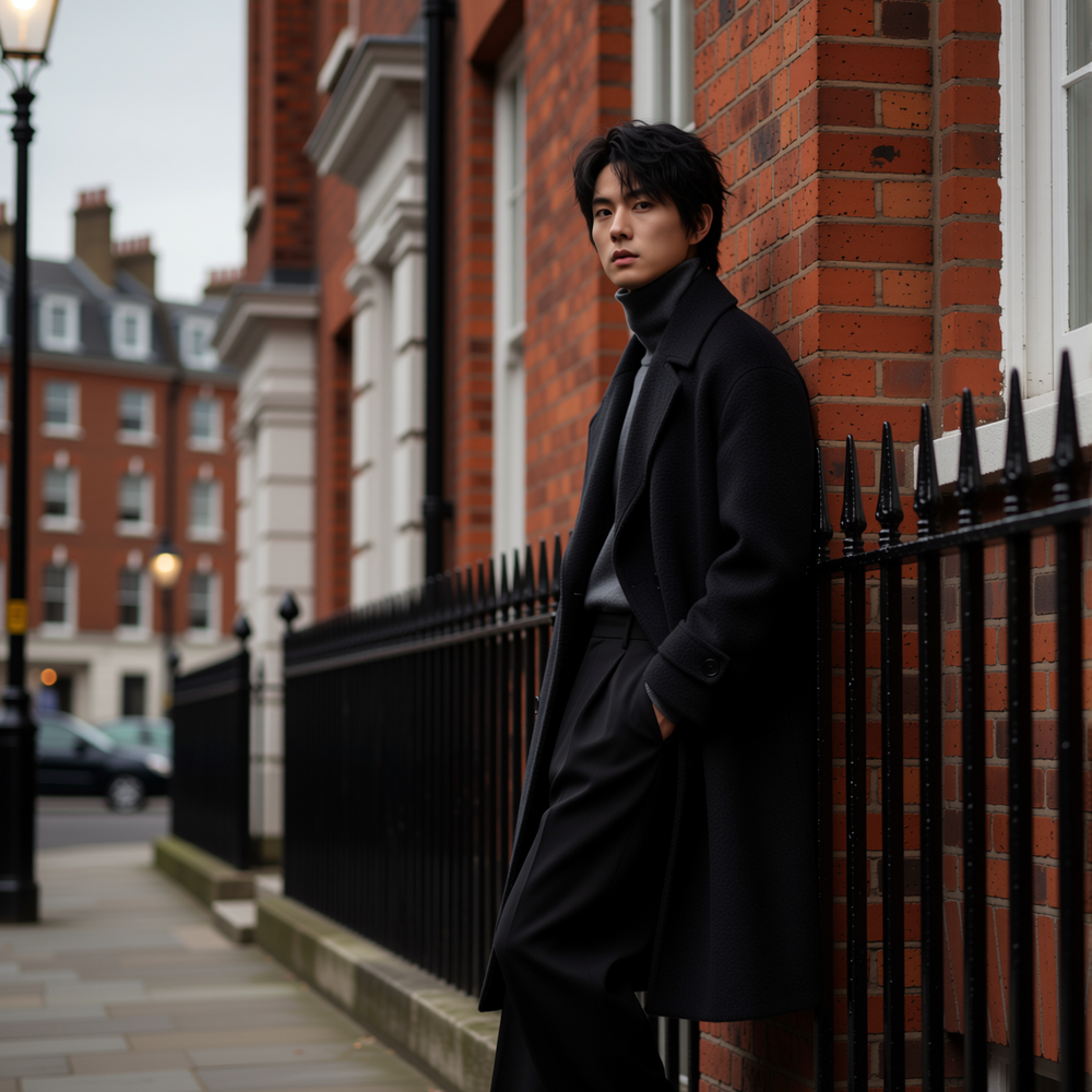 w2x简约百搭双面羊毛呢大衣冬季新款男士加厚冬装风衣中长款外套