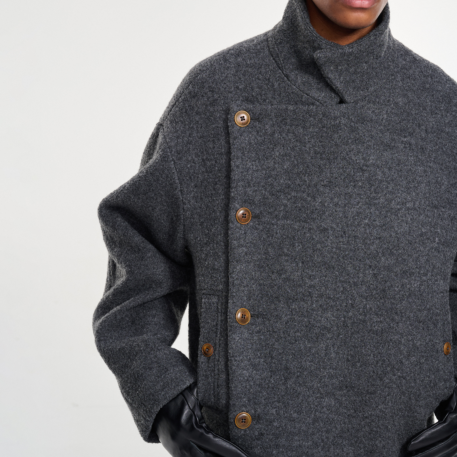 480G圈圈毛短夹克全羊毛呢外套