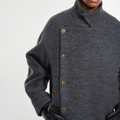 480G圈圈毛短夹克全羊毛呢外套