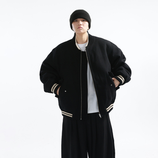 「GRNL」热血棒球社 重磅800G羊毛呢夹棉经典廓形飞行员夹克外套