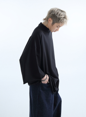 「GRNL」无限包容 经典小立领解构堆褶半袖OVERSIZE加大大T恤男女