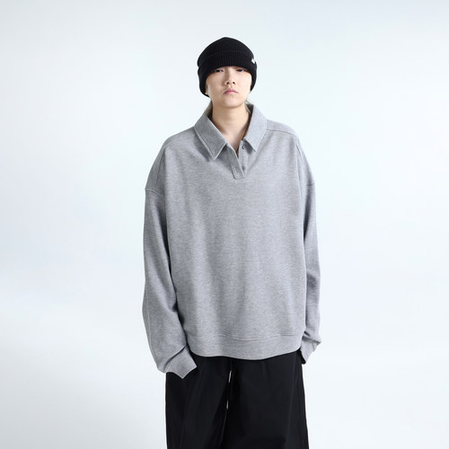 410G华夫格翻领大廓形POLO卫衣