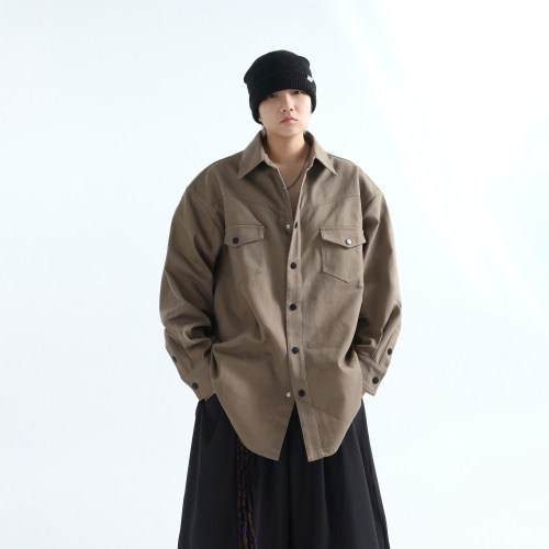 复古宽肩OVERSIZE大衬衫廓形外套