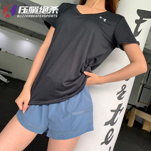 安德玛ua女techv领t恤健身运动