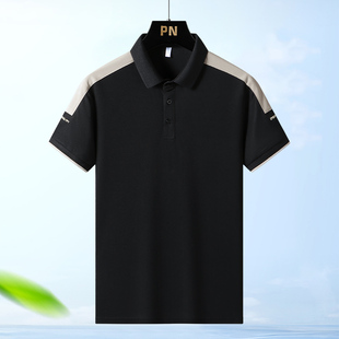 现货8077 撞色POLO衫 男2024夏季 新款 潮流拼接翻领短袖