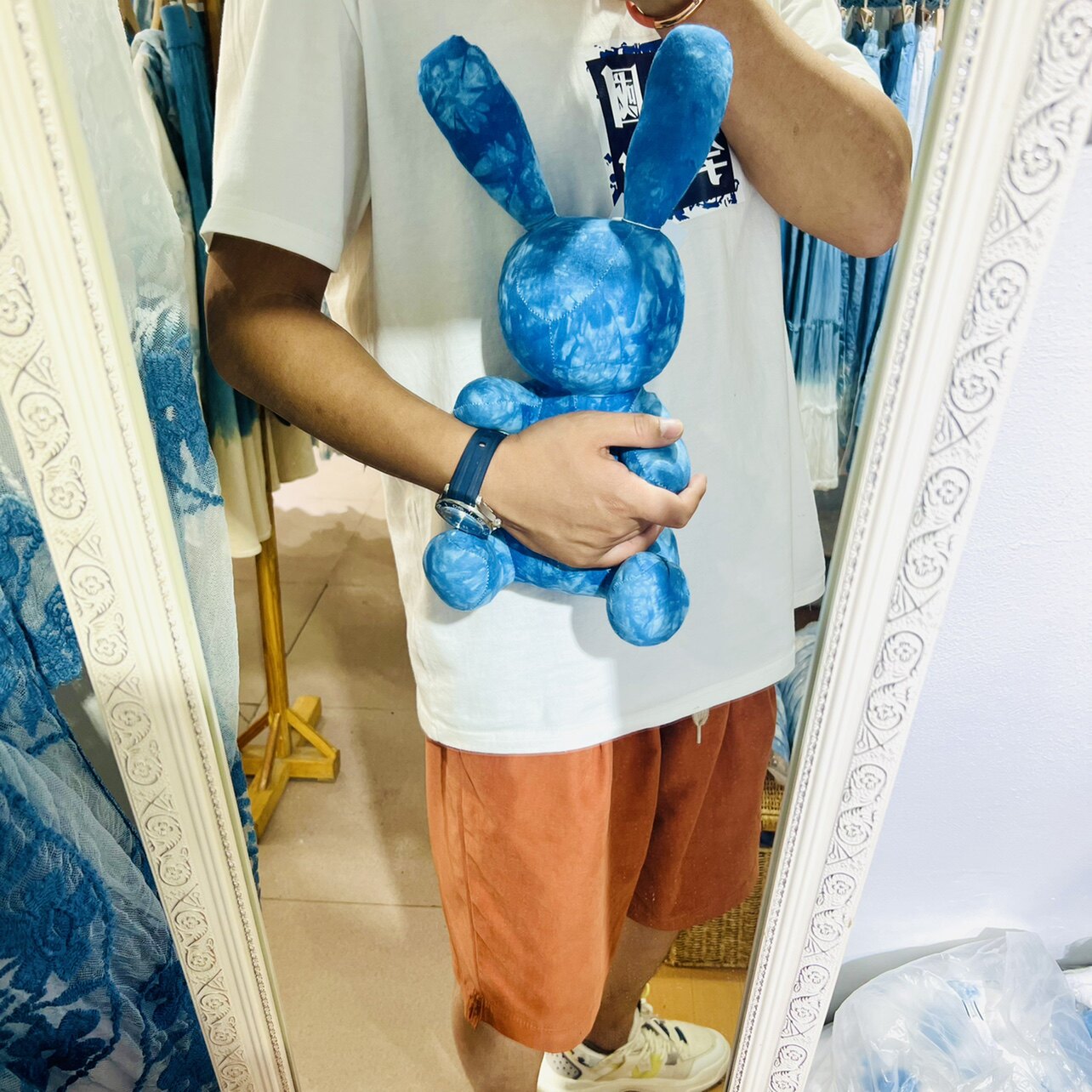 云南扎染玩偶上新兔子摆件大理纯手工板蓝根蓝染布偶送女友牛公仔