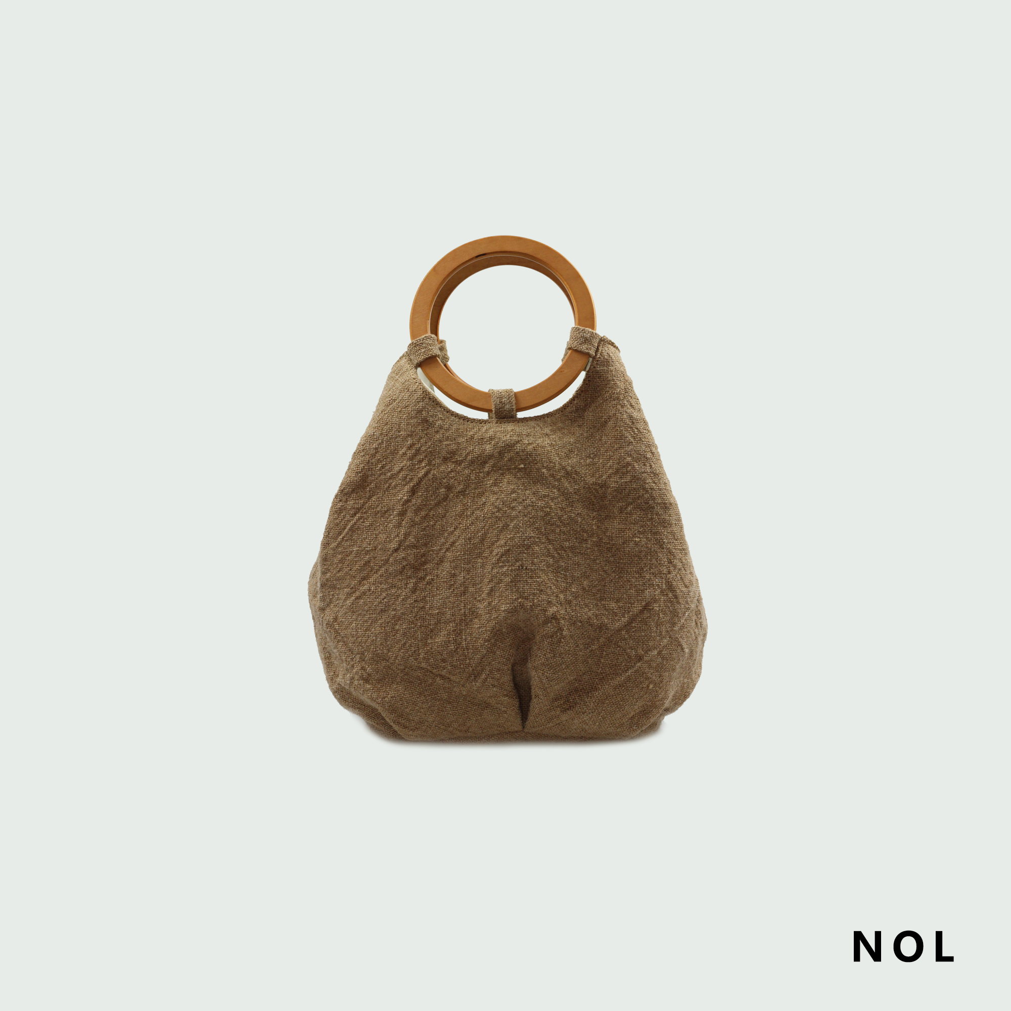 nol原创复古木质圆环文艺手拎包