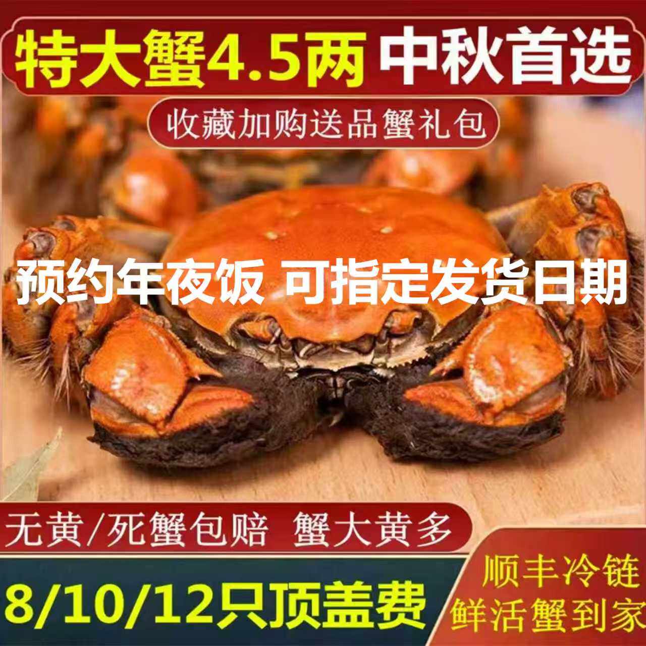 活蟹【特大蟹4.5两】大闸蟹鲜活螃蟹母清水河蟹湖鲜礼盒海鲜水产