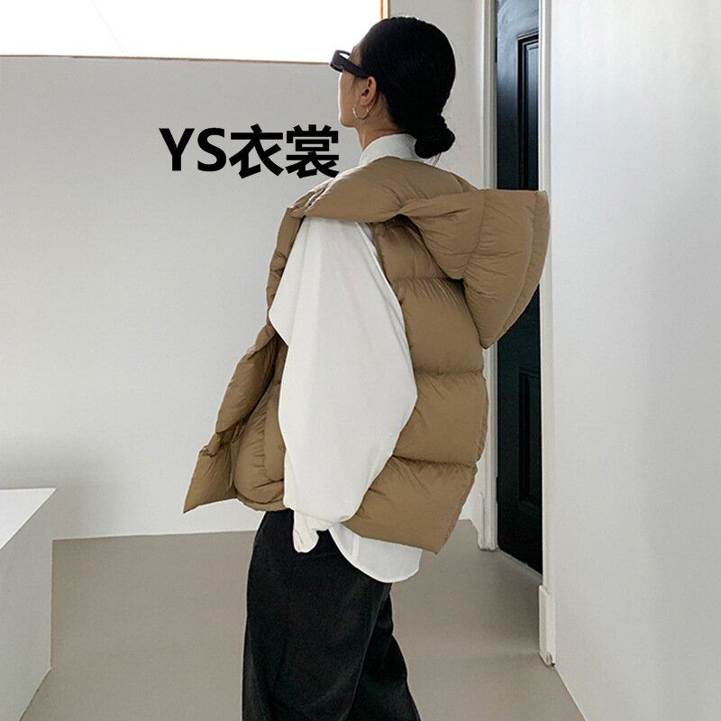 羽绒马甲女士短款秋冬高端白鸭绒外穿背心马夹坎肩加厚面包服宽松