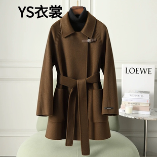 双面羊绒大衣女中长款2025秋冬小个子新款气质修身高端羊毛呢外套
