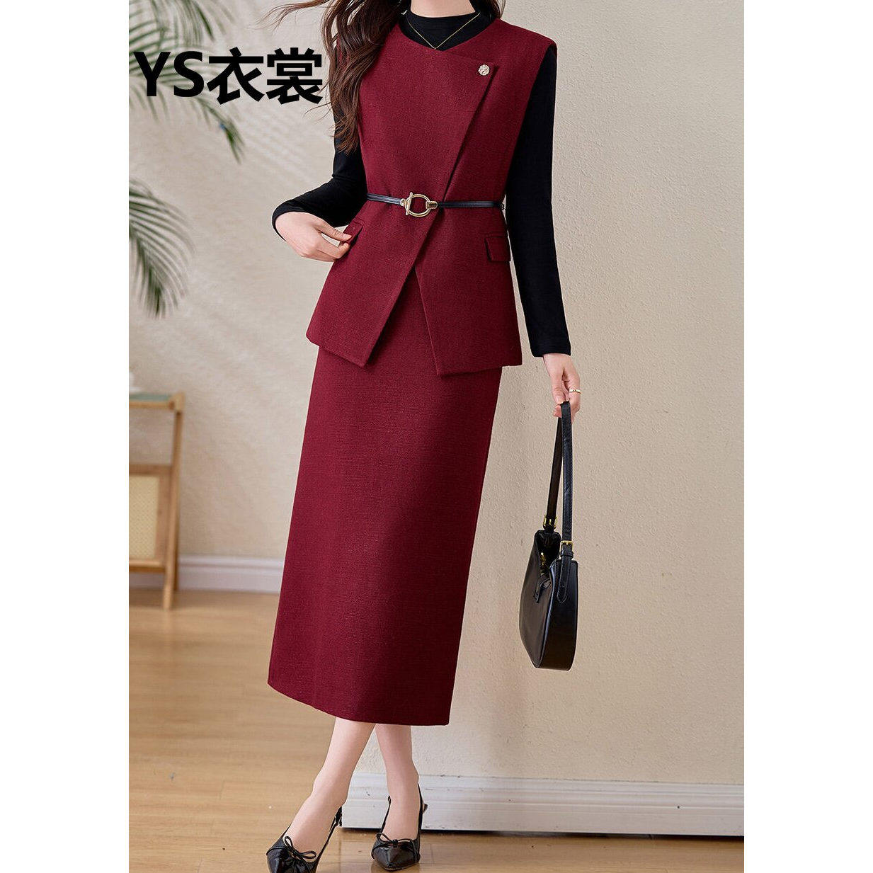 春装2026超火穿搭一整套设计感修身马甲半身裙休闲职业洋气三件套