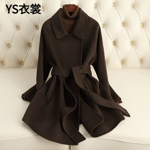 双面羊绒大衣女士2025秋冬新款纯色修身短款小个子高端羊毛呢外套