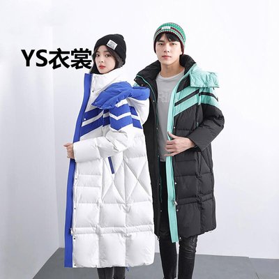 中长款羽绒服男女情侣学院风2025新款高级感立领连帽过膝冬季外套