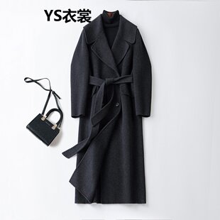 2025新款高级感双面羊绒大衣女长款时尚修身正肩羊毛呢子西装外套