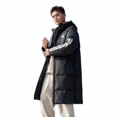 Adidas/阿迪达斯 黑白保暖连帽运动休闲长款羽绒服 JG3840 JG3838