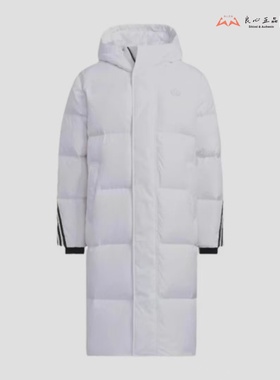 Adidas originals LONG DOWN Jacket 白色 长款条纹羽绒服 IU4832