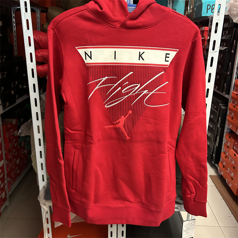 耐克 Nike 红色飞人少年秋冬连帽薄绒套头外套连帽衫 DJ3274-687