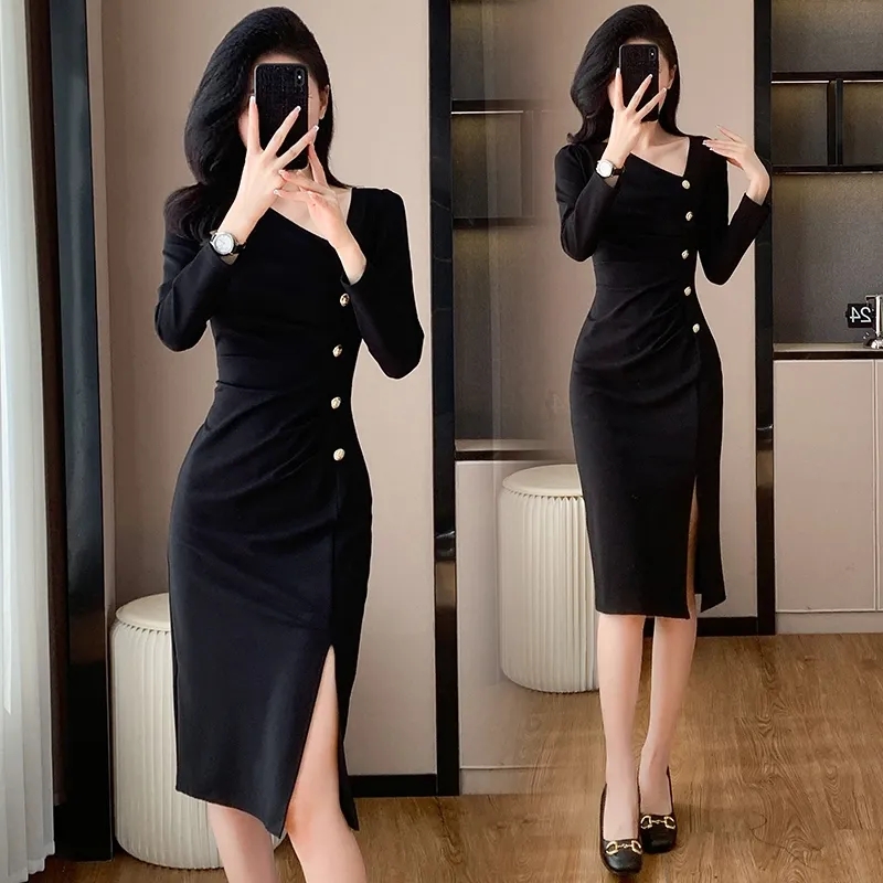 加绒春秋冬季大码300斤连衣裙