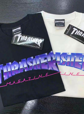 【羔羊House】Thrasher 日版 新款璀璨星空渐变火焰短袖T恤情侣款
