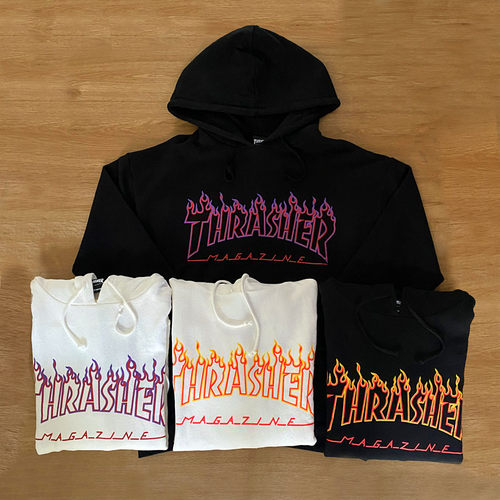 【羔羊House】Thrasher 日版限定配色镂空火焰连帽卫衣帽衫情侣