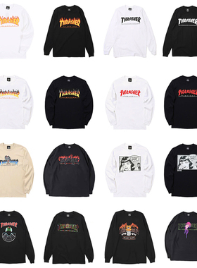 【羔羊House】Thrasher 美版限定多色水母乌鸦火焰薄款长袖T恤