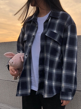 【羔羊House】Freakness 宽松格子百搭长袖衬衫男女同款情侣款
