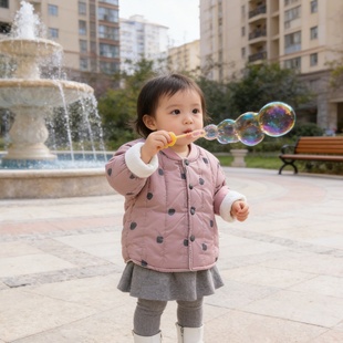 婴儿外套冬装加绒小月龄女宝宝男冬季夹棉上衣加厚小棉袄棉服外穿