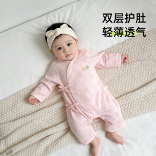 新生婴儿初生衣服a类夏季薄款男女宝宝52码专用和尚连体睡衣夏天