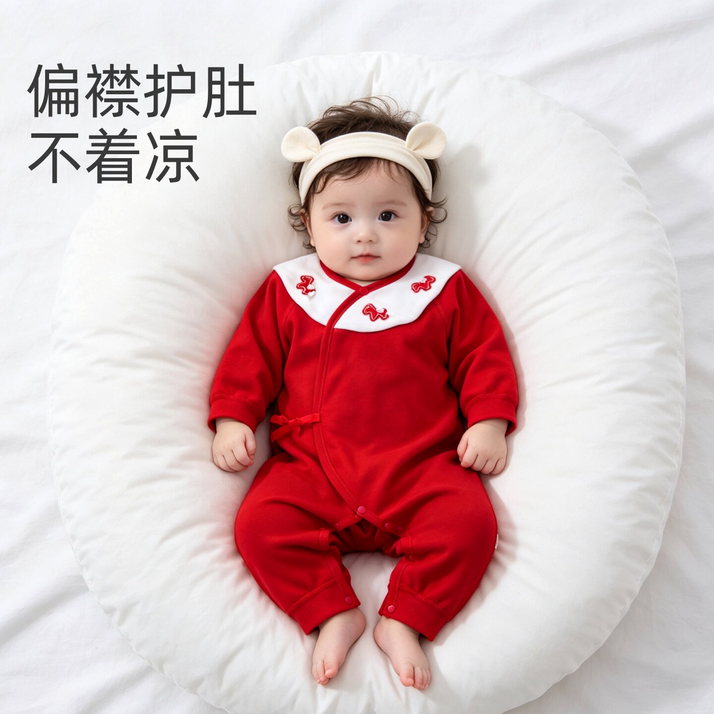 秋季婴儿连体衣纯棉a类0到3个月6新生宝宝大红色衣服满月百天睡衣