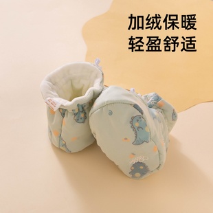 保暖6到12个月0初生宝宝冬天外出加绒棉鞋 新生婴儿鞋 袜软底秋冬季