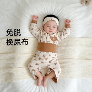 新生婴儿衣服纯棉a类早春一1岁半小月龄宝宝幼儿大屁屁裤分体套装